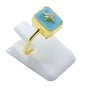 Bague Argent 925 Larimar Rectangle + Charme