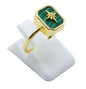 Bague Argent 925 Malachite Rectangle + Charme