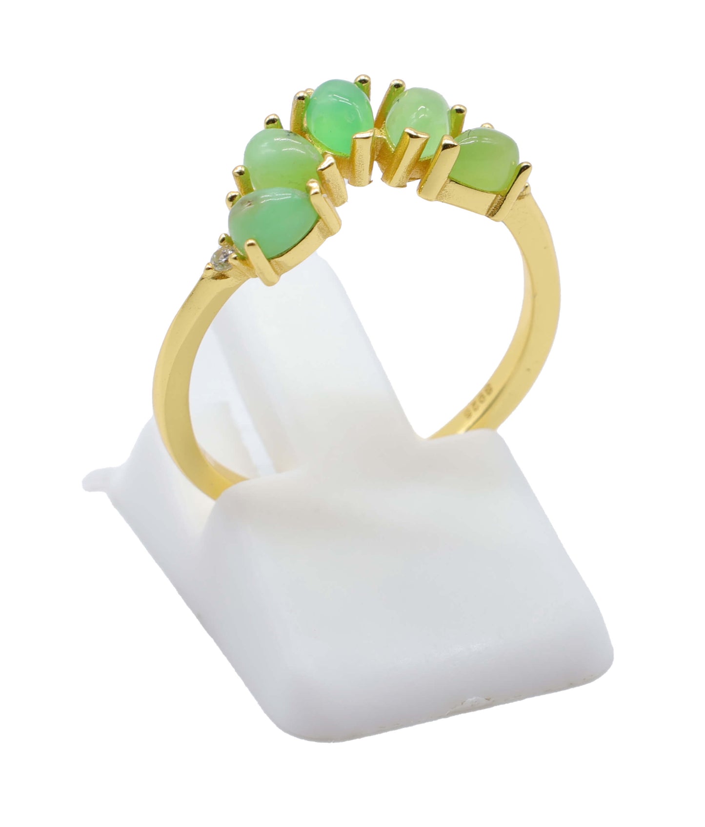 Bague Argent 925 Jade Verte Diadème