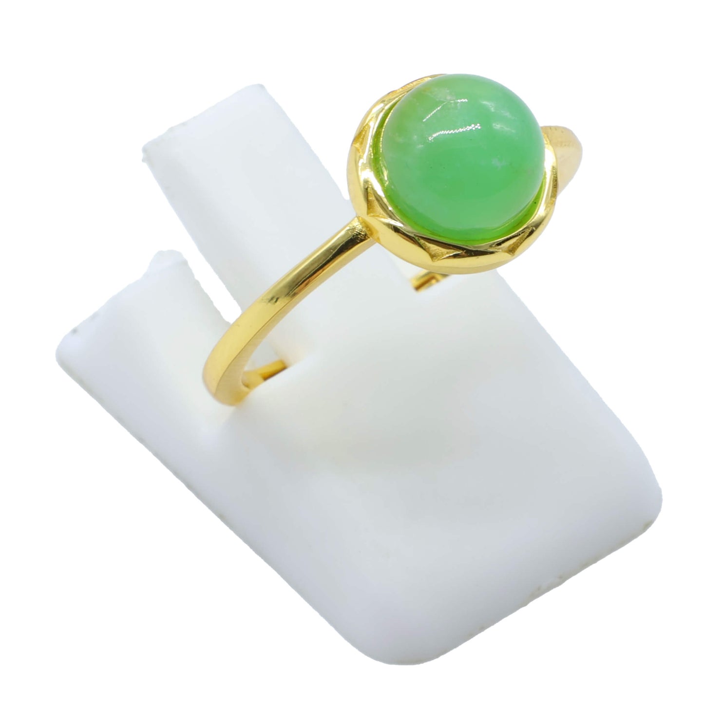 Bague Argent 925 Jade Verte Ronde