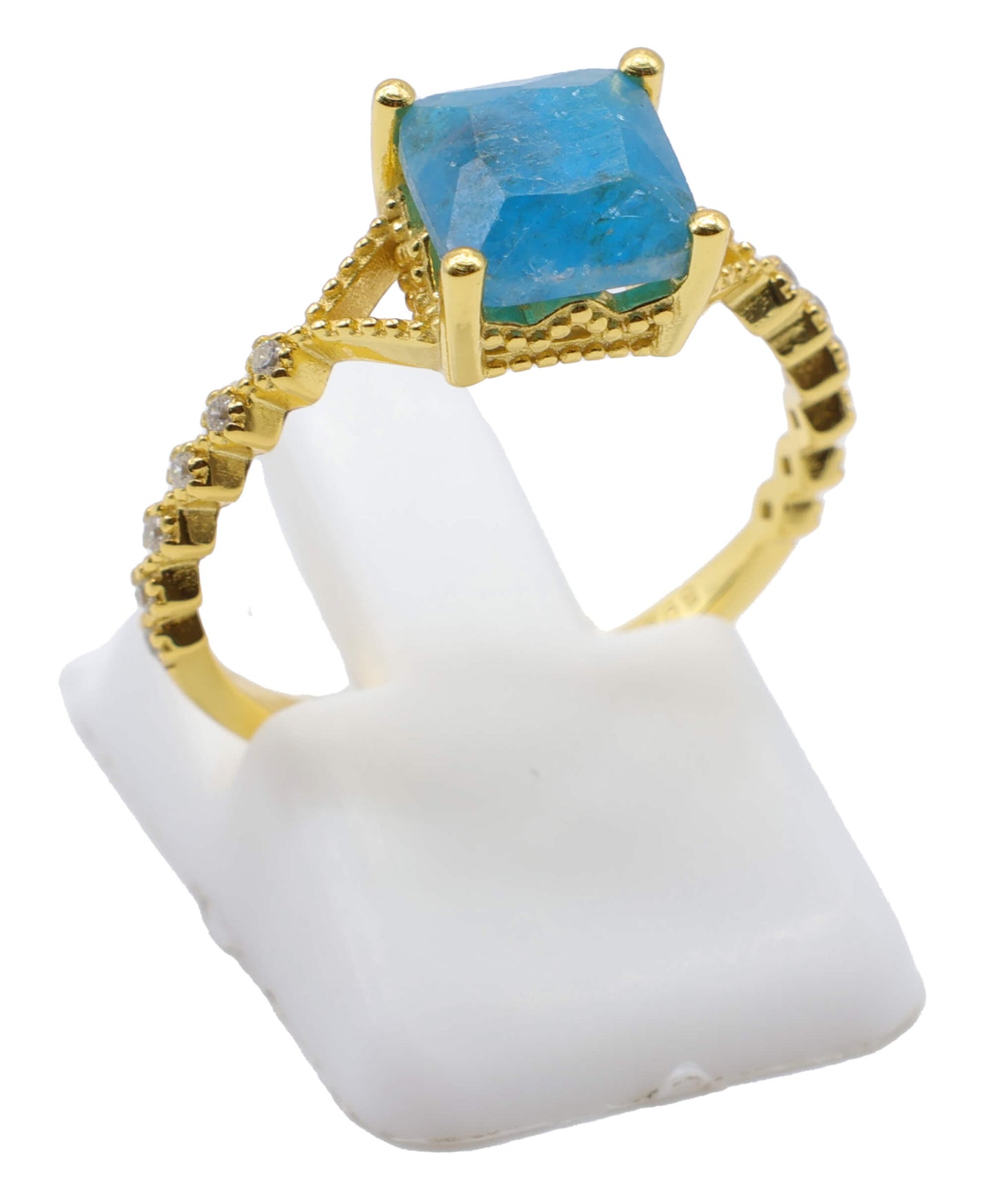 Bague Argent 925 Apatite Carrée