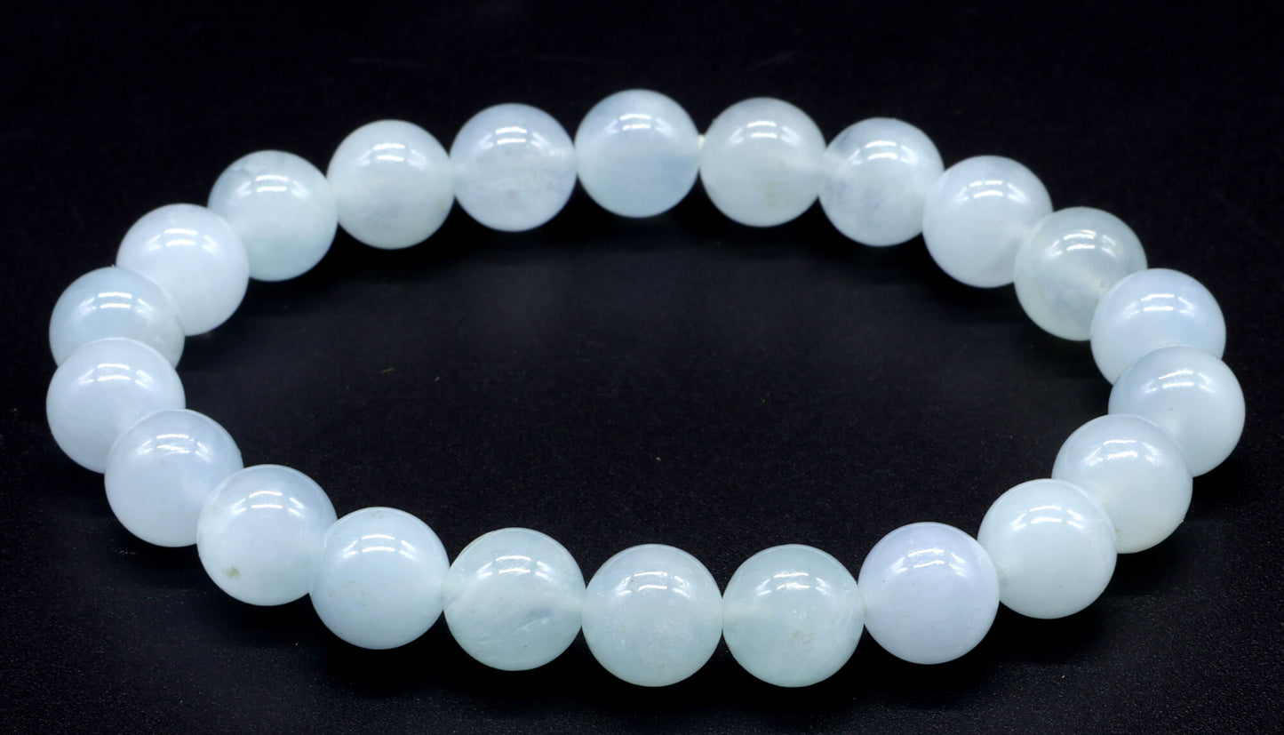 Bracelet Aigue Marine perles 8mm