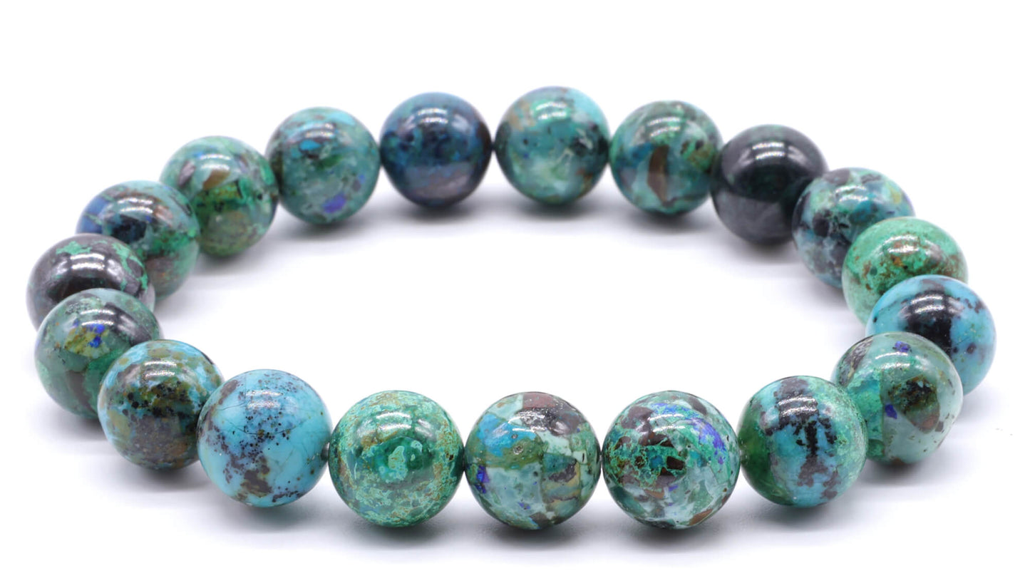 Bracelet Chrysocolle 'AA' perles 10mm