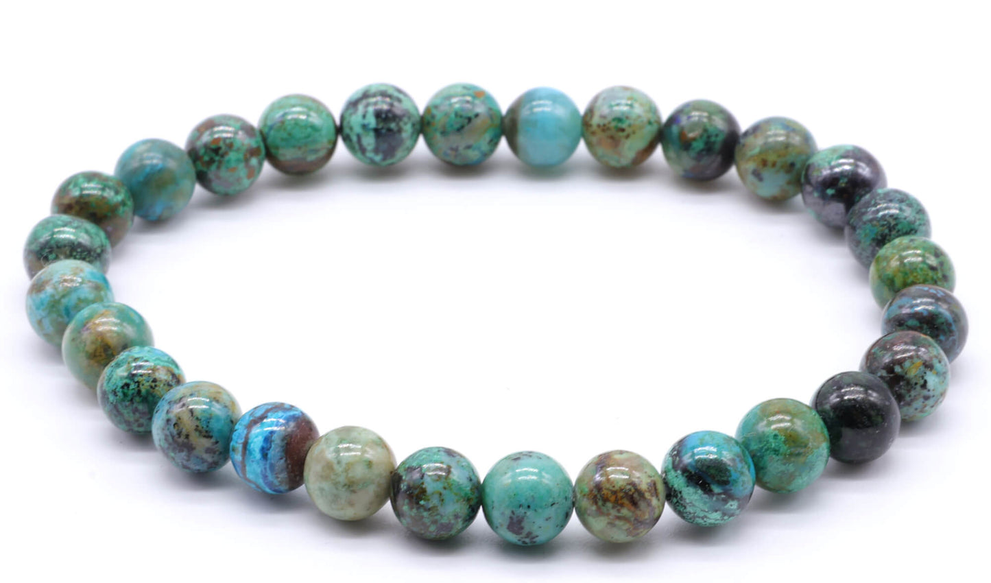 Bracelet Chrysocolle 'AA' perles 6mm