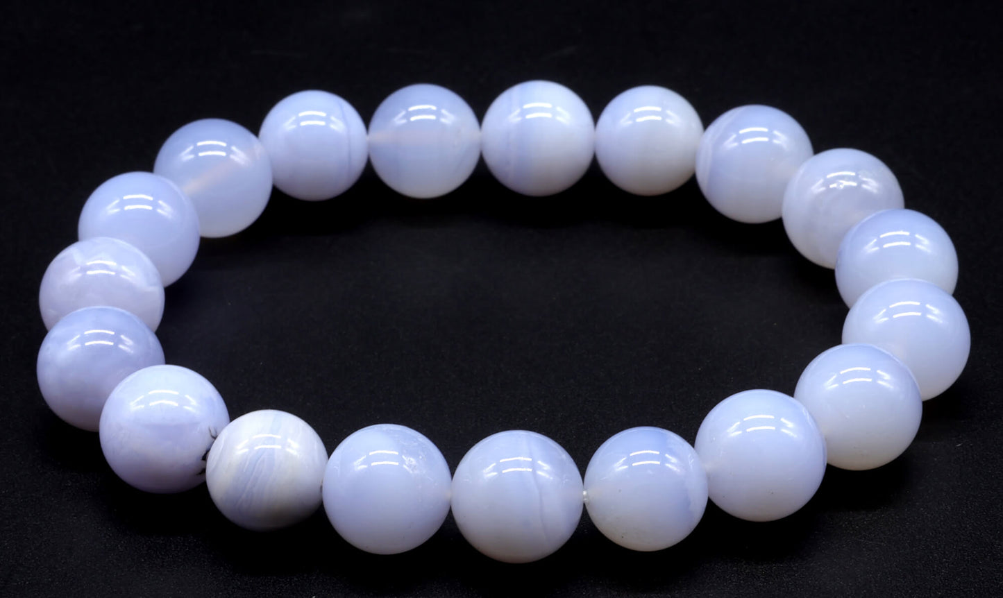 Bracelet Calcédoine Bleue 'AA' perles 10mm