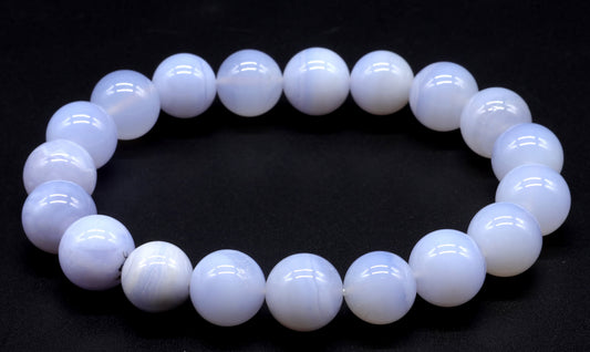 Bracelet Calcédoine Bleue 'AA' perles 10mm
