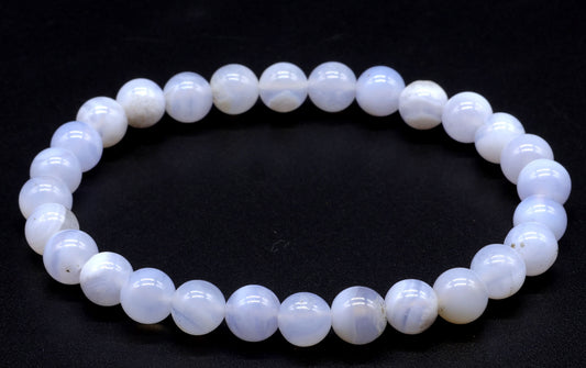 Bracelet Calcédoine Bleue 'AA' perles 6mm