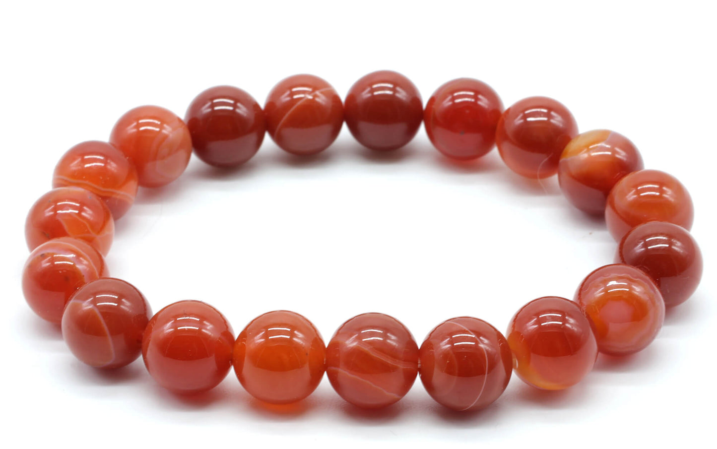 Bracelet Cornaline Rubanée perles 10mm