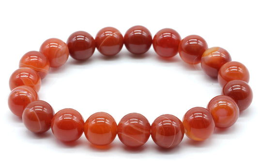 Bracelet Cornaline Rubanée perles 10mm
