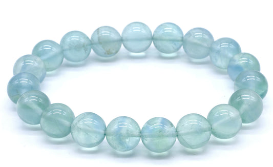 Bracelet Fluorite Bleue 'AA' perles 10mm