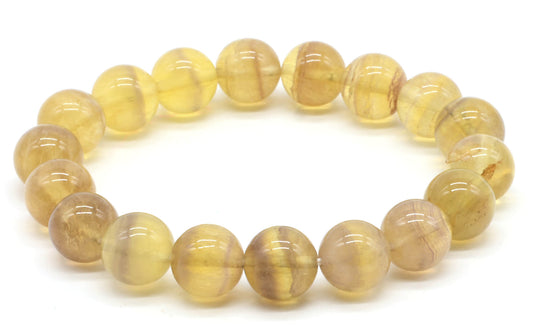 Bracelet Fluorite Jaune perles 10mm