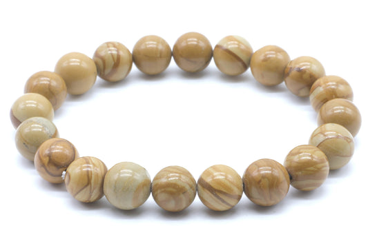 Bracelet Bois Fossile perles 10mm