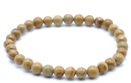 Bracelet Bois Fossile perles 6mm