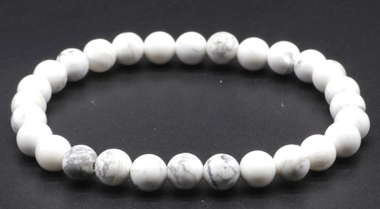 Bracelet Howlite Blanche perles 6mm