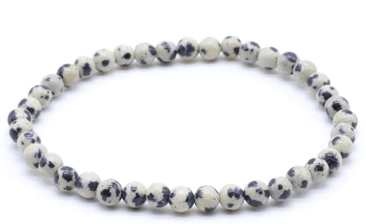 Bracelet Jaspe Dalmatien perles 4mm