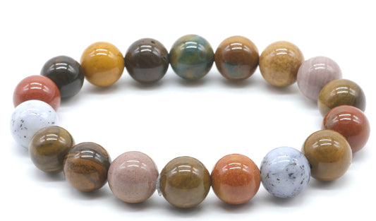 Bracelet Jaspe Océan perles 10mm