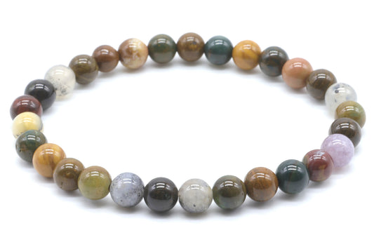 Bracelet Jaspe Océan perles 6mm