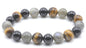 Bracelet Labradorite, Tourmaline noire, Oeil de tigre perles 10mm