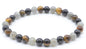 Bracelet Labradorite, Tourmaline noire, Oeil de tigre perles 6mm