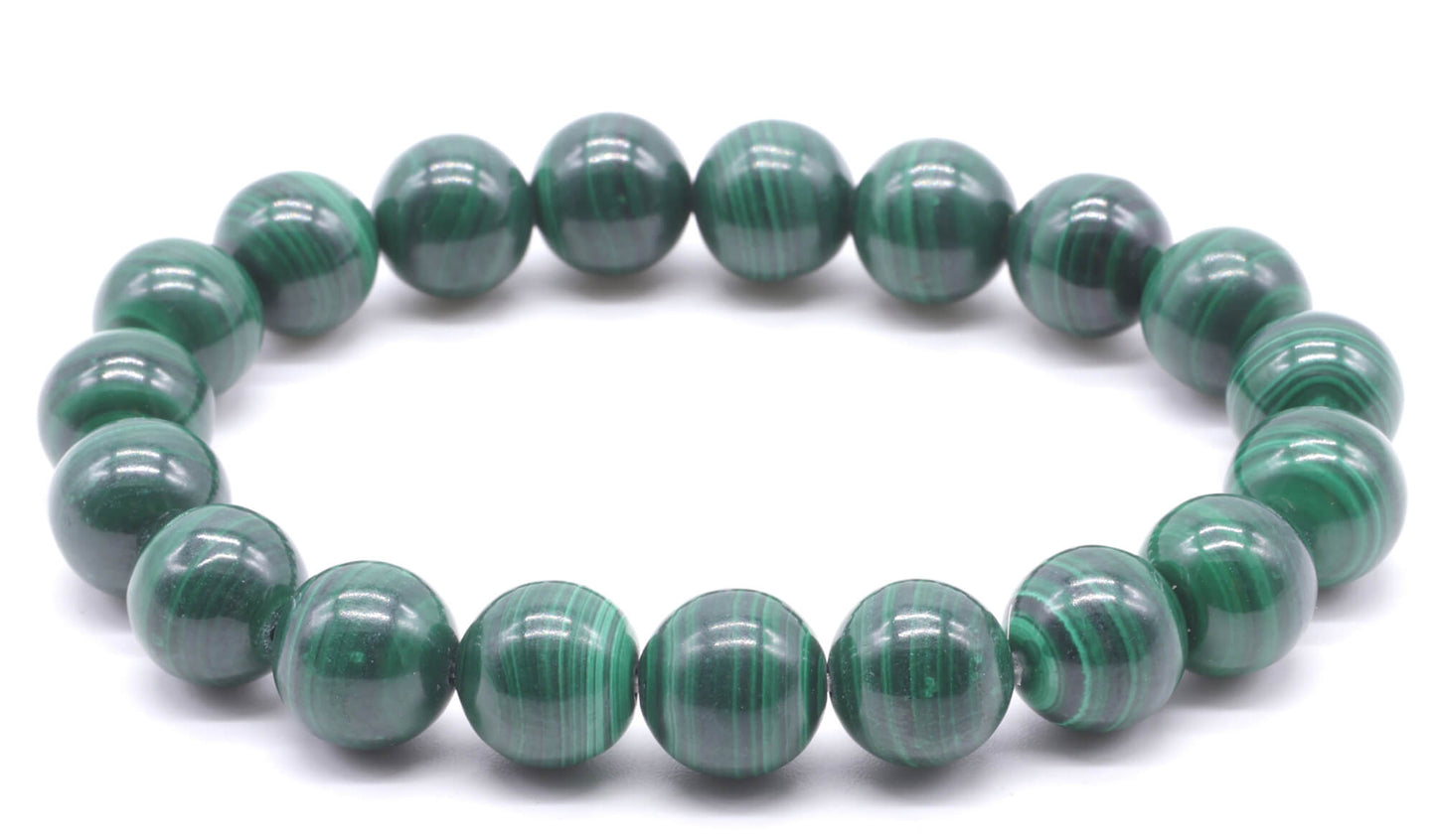 Bracelet 'Dark ' Malachite 'AA' perles 10mm