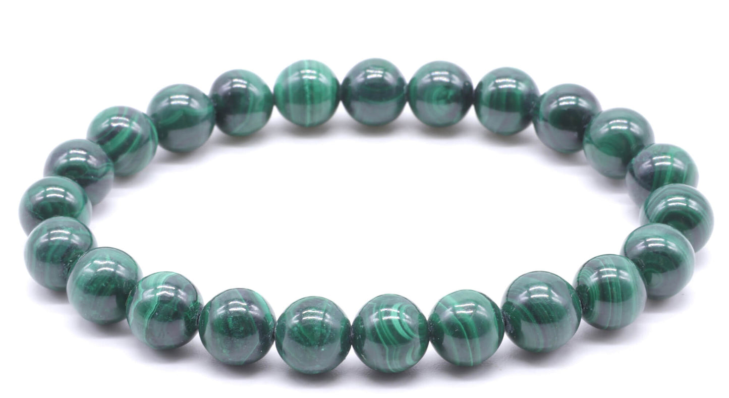 Bracelet 'Dark' Malachite 'AA' perles 8mm