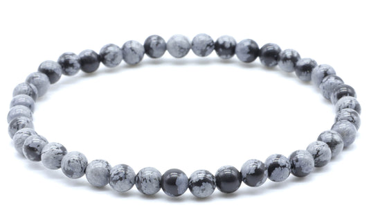 Bracelet Obsidienne Neige perles 4mm