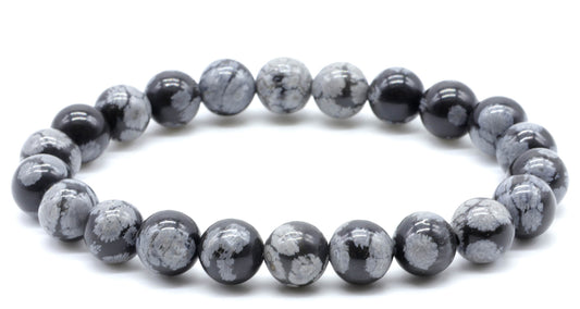 Bracelet Obsidienne Neige perles 8mm