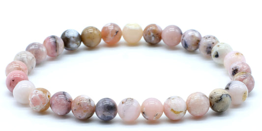 Bracelet Opale Rose perles 6mm