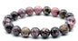 Bracelet 'Black Line' Rhodonite perles 10mm