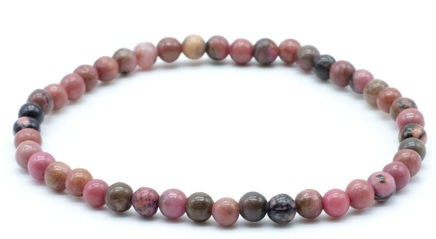 Bracelet 'Black Line' Rhodonite perles 4mm