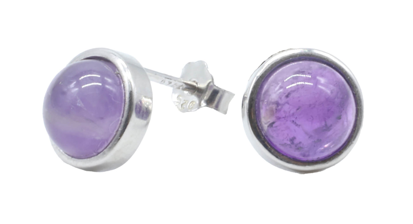 Boucles d'oreilles Argent 925 Améthyste ronde polie
