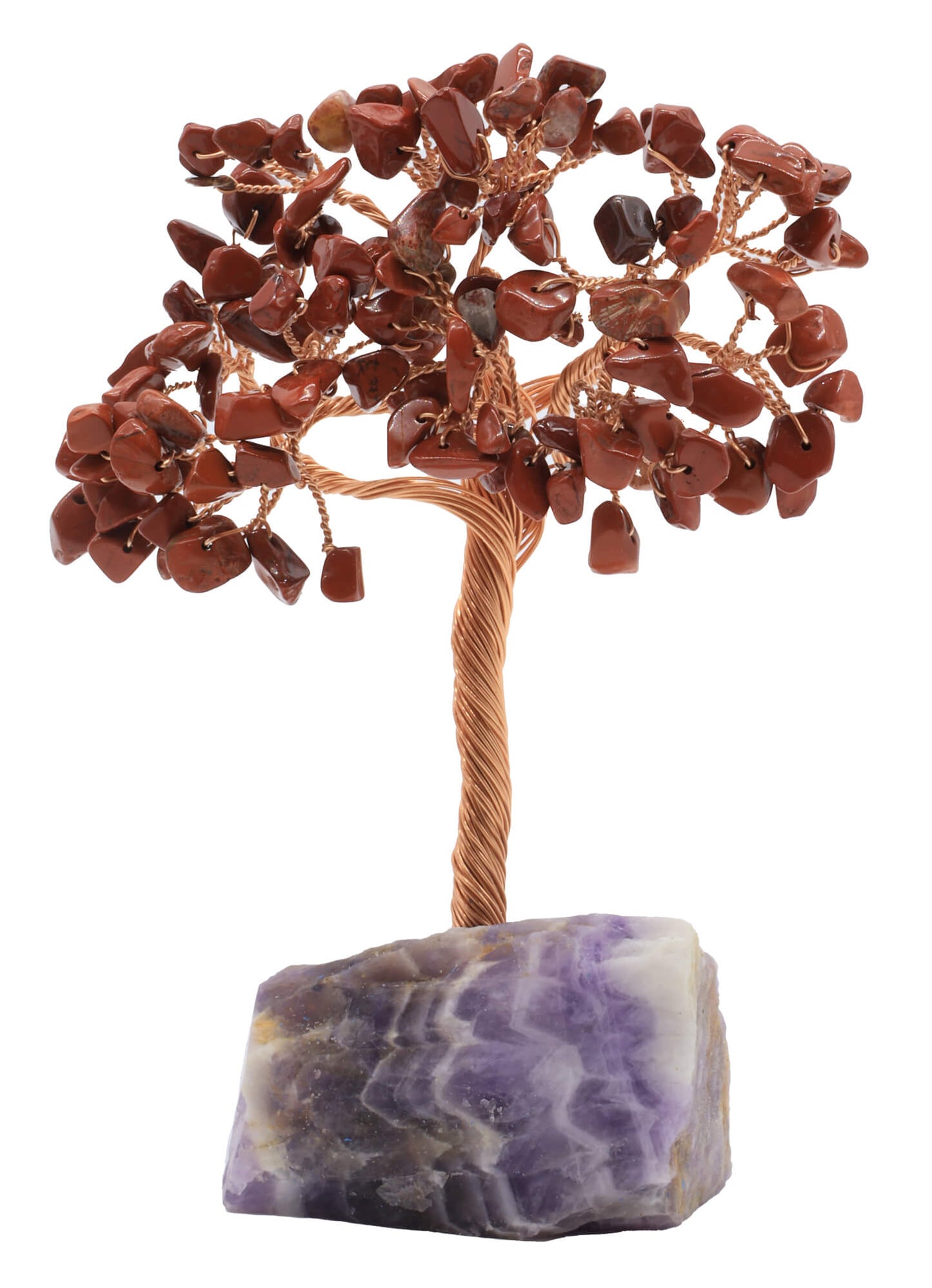 Arbre du Bonheur Jaspe Rouge base Améthyste 14cm